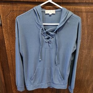 Pink Republic Women's Blue Lace-Up Hoodie Shirt